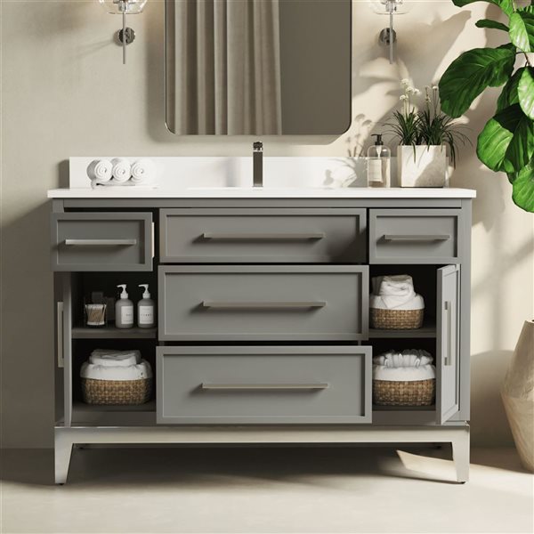 Urban Woodcraft Barrington 48-in Sink Bathroom Vanity - Grey