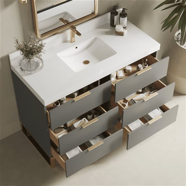 Urban Woodcraft Haldon 48-in Bathroom Vanity - Grey