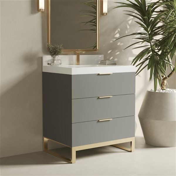 Urban Woodcraft Haldon 30-in Bathroom Vanity - Grey