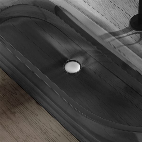 Rainlex 69x30x22-in Freestanding Solid Surface Oval Soaking Bathtub w/ Chrome Pop-Up Drain - Transparent Grey