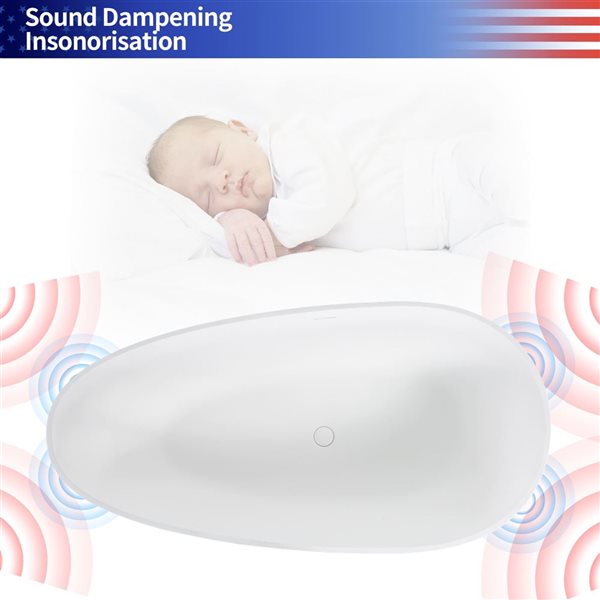 Rainlex 67x30x35-in Freestanding Solid Surface Oval Soaking Bathtub w/ Chrome Pop Up Drain - Transparent Yellow