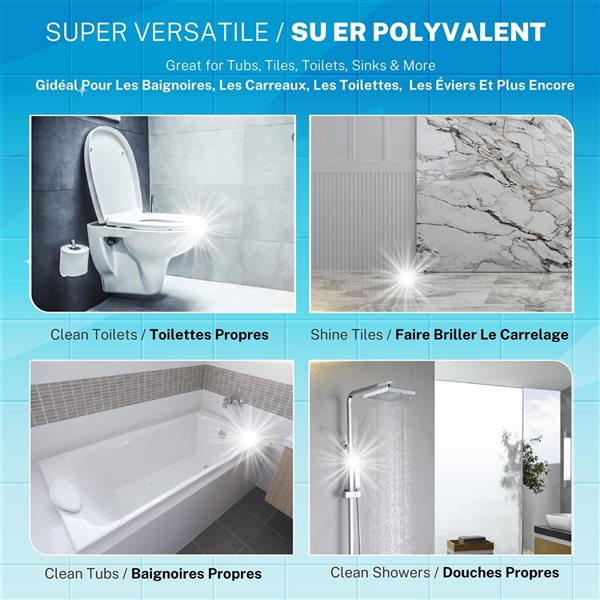 Bell + Howell Scrubtastic Express Flat Brush Heads Electric Rechargeable Handheld Scrubber Power Scrub Brush - Grey