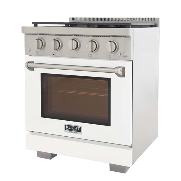 KUCHT Professional 30-in Propane Gas Range 4.2-ft³ Convection Oven w/ True Simmer Burners - White