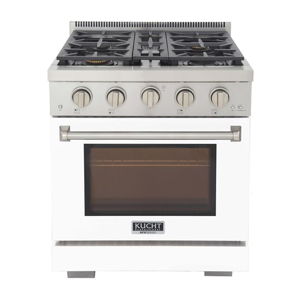 KUCHT Professional 30-in Propane Gas Range 4.2-ft³ Convection Oven w/ True Simmer Burners - White