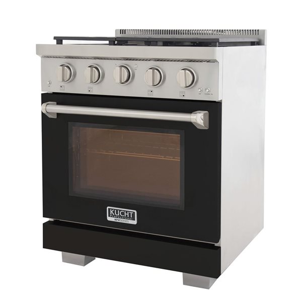 KUCHT Professional 30-in Propane Gas Range 4.2-ft³ Convection Oven w/ True Simmer Burners - Black