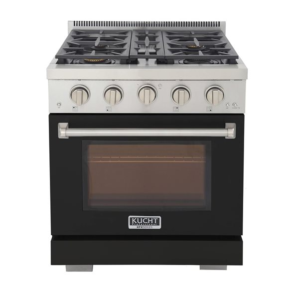 KUCHT Professional 30-in Propane Gas Range 4.2-ft³ Convection Oven w/ True Simmer Burners - Black