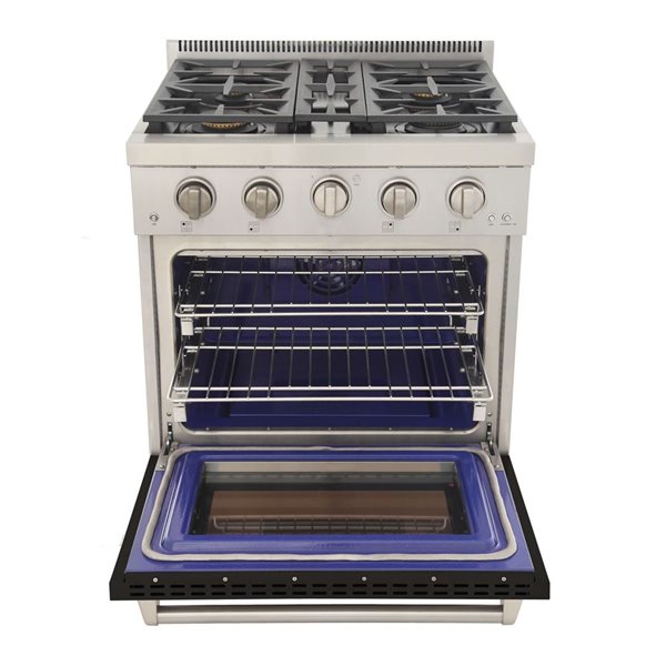 KUCHT Professional 30-in Propane Gas Range 4.2-ft³ Convection Oven w/ True Simmer Burners - Black