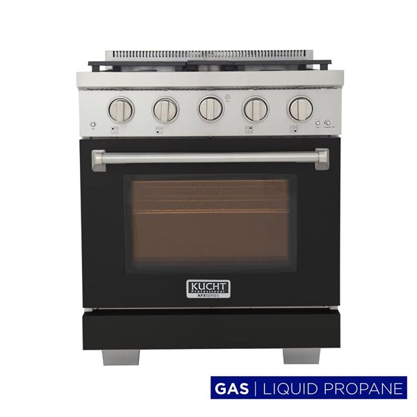 KUCHT Professional 30-in Propane Gas Range 4.2-ft³ Convection Oven w/ True Simmer Burners - Black