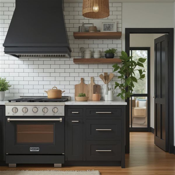 KUCHT Professional 30-in Propane Gas Range 4.2-ft³ Convection Oven w/ True Simmer Burners - Black