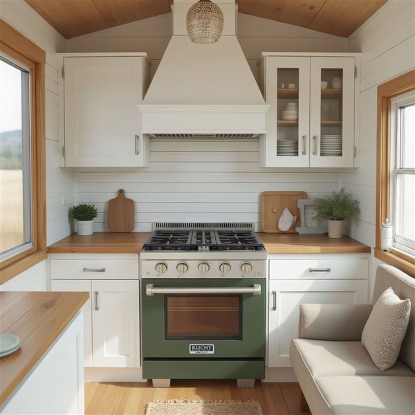 KUCHT Professional 30-in Propane Gas Range 4.2-ft³ Convection Oven w/ True Simmer Burners - Olive Green