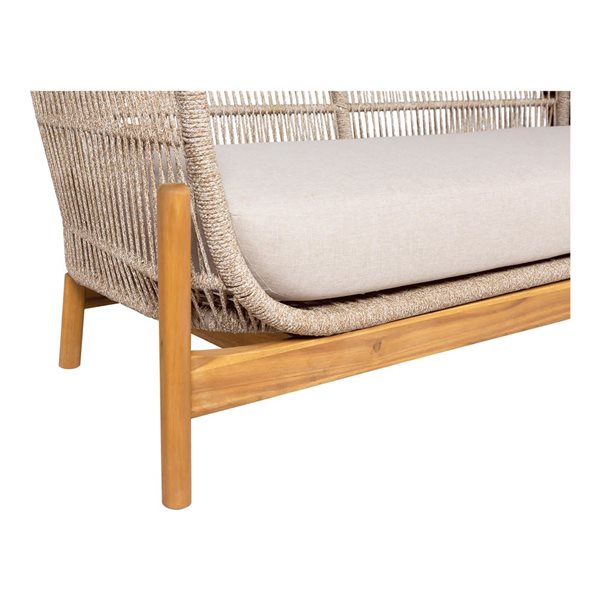 Gouchee Home Portofino Outdoor Loveseat w/ Acacia Wood Frame - Beige