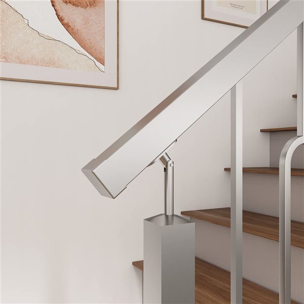 Landon & Co. Brushed Stainless Steel 2-Pc Metal Handrail Square End Cap