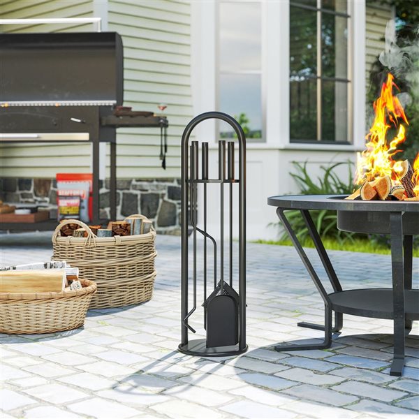 Outsunny 5-Pcs Stainless Steel Fireplace Tool Set