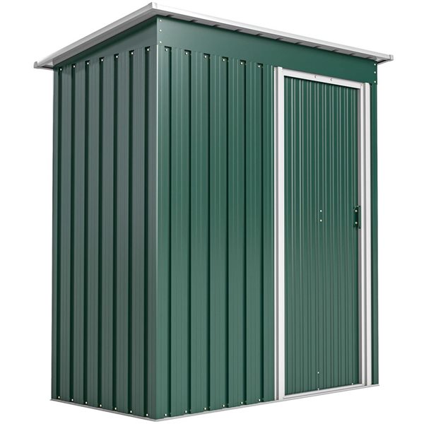 Outsunny 5x2.5-ft Steel Outdoor Storage Shed w/ Sliding Door and Sloped Roof - Green