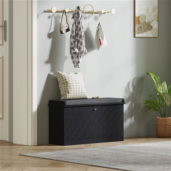 HOMCOM Shoe Bench with Flip Drawer and Cushion for 8 Pairs - Black