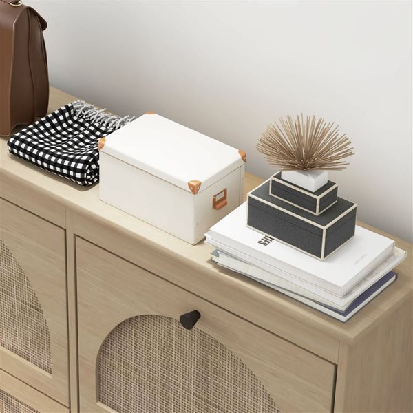 HOMCOM Narrow Shoe Storage Cabinet with 4 Flip Drawers - Oak