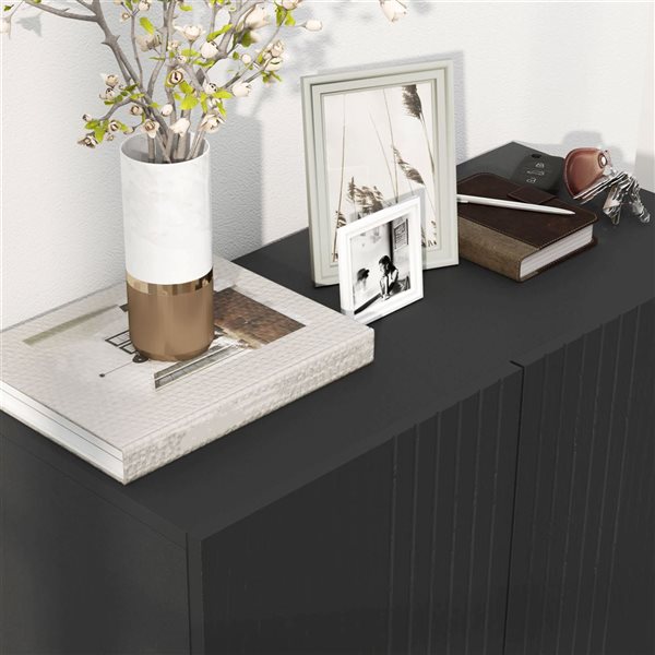 HOMCOM Shoe Storage Cabinet with Soft-Close Doors - Black