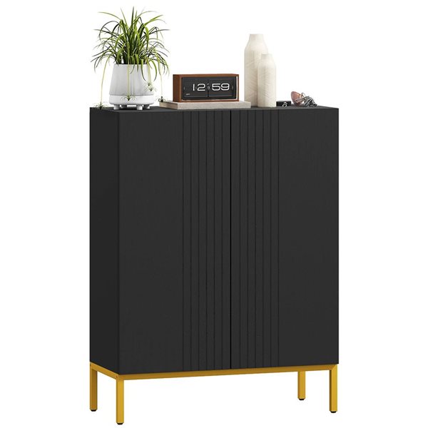 HOMCOM Shoe Storage Cabinet with Soft-Close Doors - Black