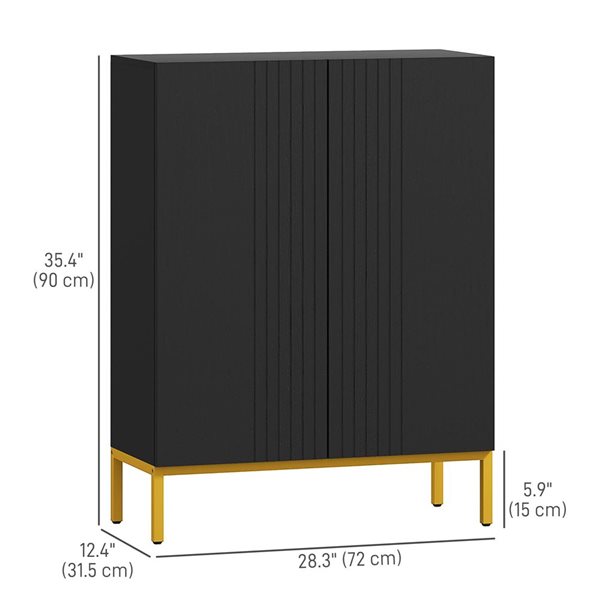 HOMCOM Shoe Storage Cabinet with Soft-Close Doors - Black