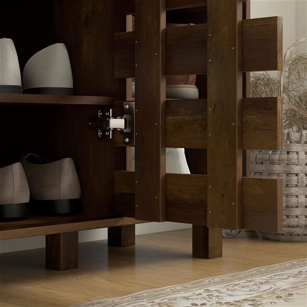 HOMCOM Shoe Storage Cabinet with 5-Tier Cupboard and 5 Open Shelves - Brown