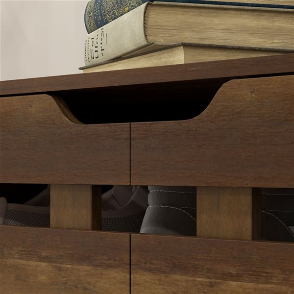 HOMCOM Shoe Storage Cabinet with 5-Tier Cupboard and 5 Open Shelves - Brown