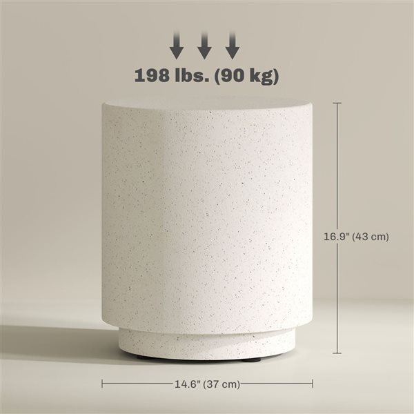 HOMCOM 17-in Round Modern Side Table for Indoor/Outdoor - Cream White