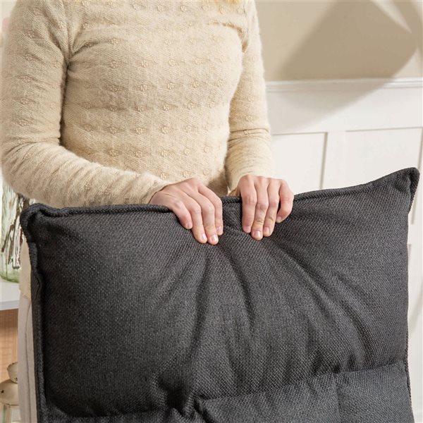 HOMCOM Modern Linen Armchair with Curved Birch Legs - Dark Grey