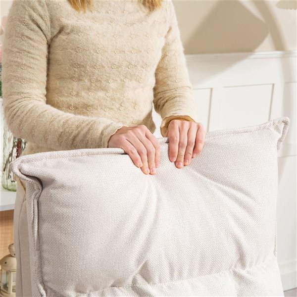 HOMCOM Modern Linen Armchair with Curved Birch Legs - Cream