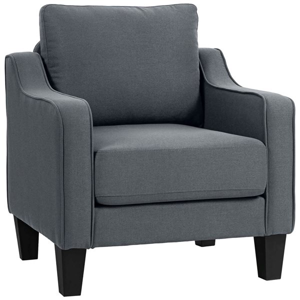 HOMCOM Armchair with Pocket Spring and Linen Upholstery - Charcoal Grey