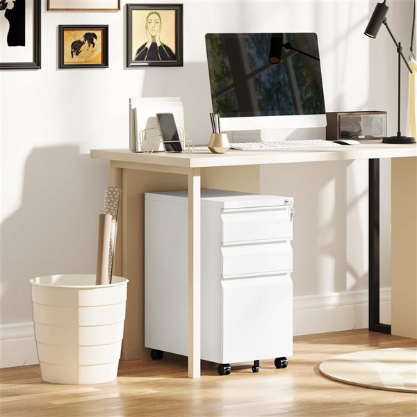 Vinsetto 3-Drawer Metal Vertical File Cabinet for A4 Legal Letter Format - White