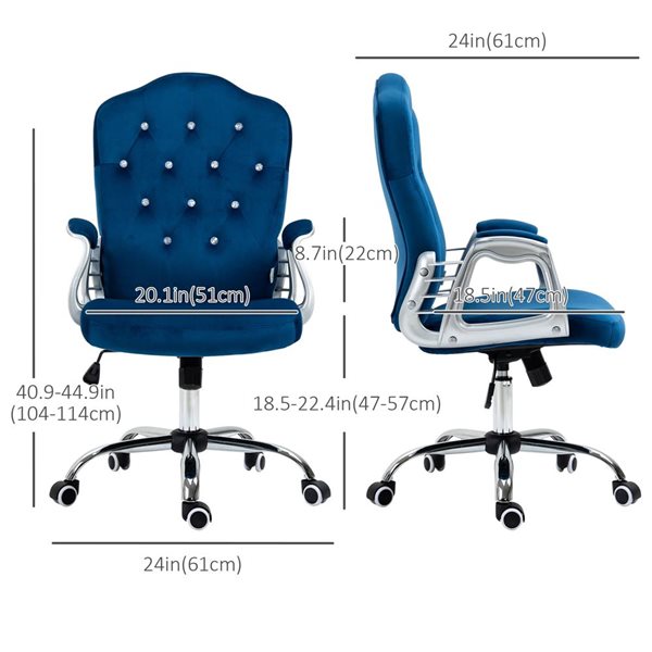 Vinsetto Tufted Office Chair with Adjustable Height and Tilt Function - Blue