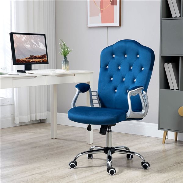 Vinsetto Tufted Office Chair with Adjustable Height and Tilt Function - Blue