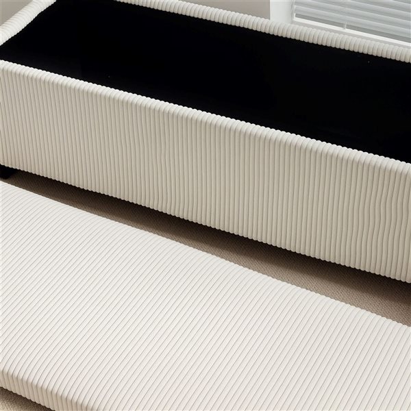 HOMCOM 44-in Storage Foot Rest Ottoman Bench with Lid - Beige