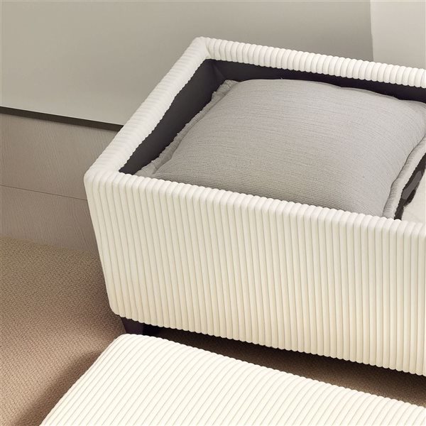 HOMCOM 44-in Storage Foot Rest Ottoman Bench with Lid - Beige