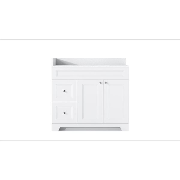 LUKX CB Vanity 42-in Left Step Shaker White 1-Sink Bathroom Vanity with Quartz Top