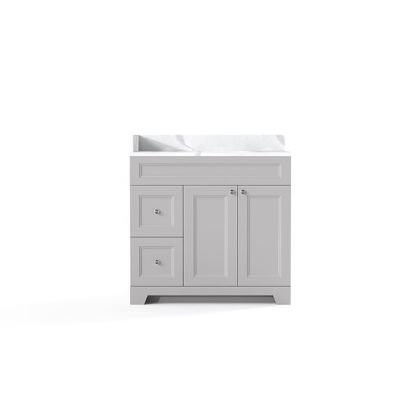 LUKX CB Vanity 36-in Left Grey 1-Sink Bathroom Vanity with Quartz Top in Marble