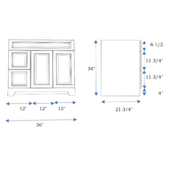 LUKX CB Vanity 36-in Left Grey 1-Sink Bathroom Vanity with Quartz Top in Marble