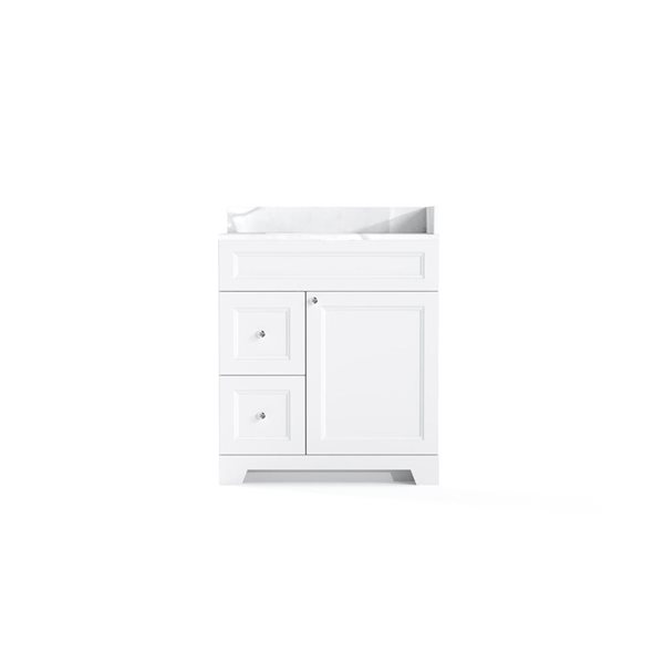 LUKX CB Vanity 30-in Left White 1-Sink Bathroom Vanity with Quartz Top in Marble
