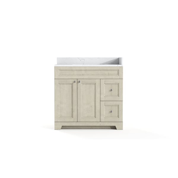LUKX CB Vanity 36-in Right Beige 1-Sink Bathroom Vanity with Quartz Top