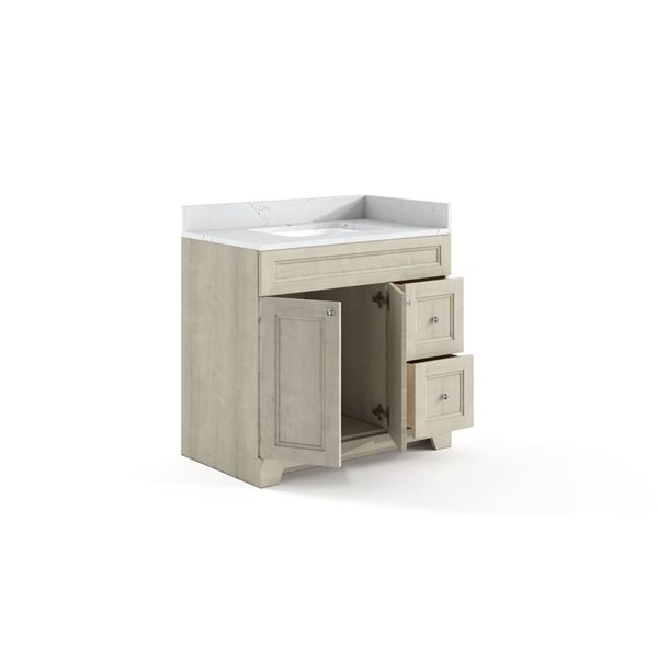 LUKX CB Vanity 36-in Right Beige 1-Sink Bathroom Vanity with Quartz Top