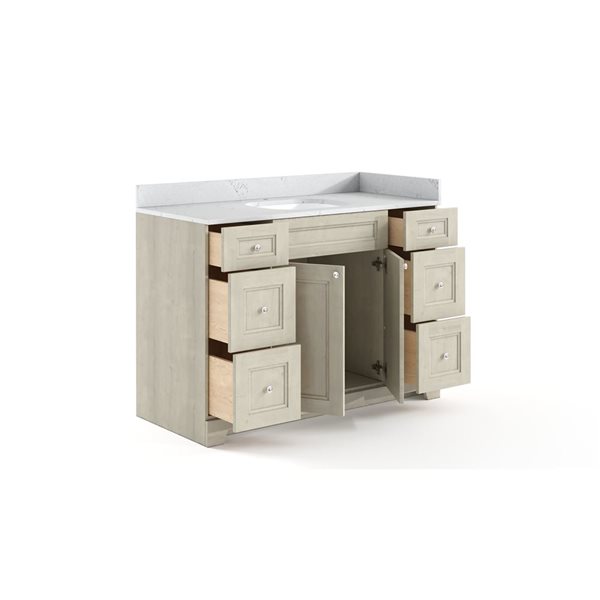 LUKX CB Vanity 54-in Beige 1-Sink Bathroom Vanity with Quartz Top