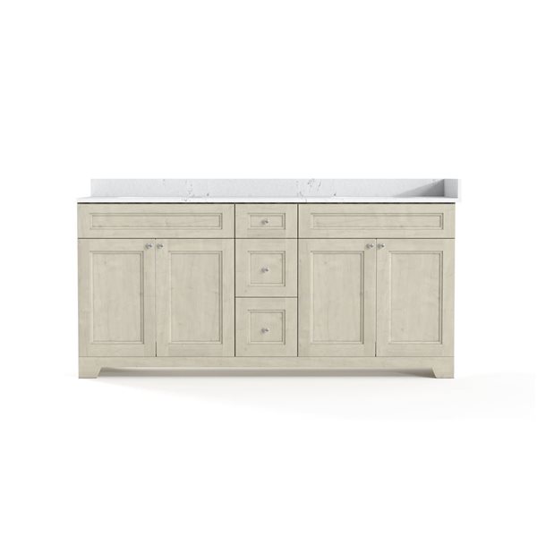 LUKX CB Vanity 72-in Beige 2-Sink Bathroom Vanity with Quartz Top