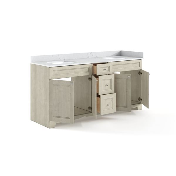 LUKX CB Vanity 72-in Beige 2-Sink Bathroom Vanity with Quartz Top