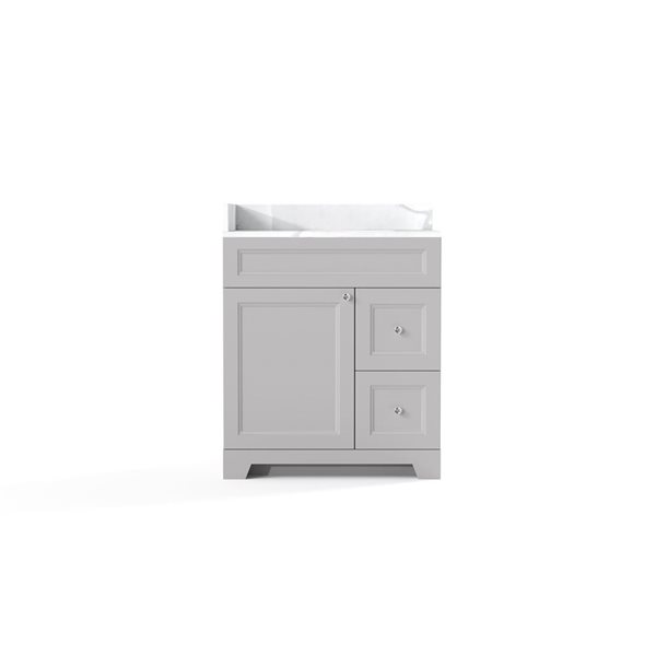 LUKX CB Vanity 30-in Right Grey 1-Sink Bathroom Vanity with Quartz Top in Marble