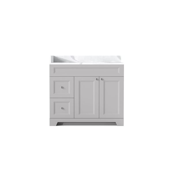 LUKX CB Vanity 42-in Left Grey 1-Sink Bathroom Vanity with Quartz Top in Marble