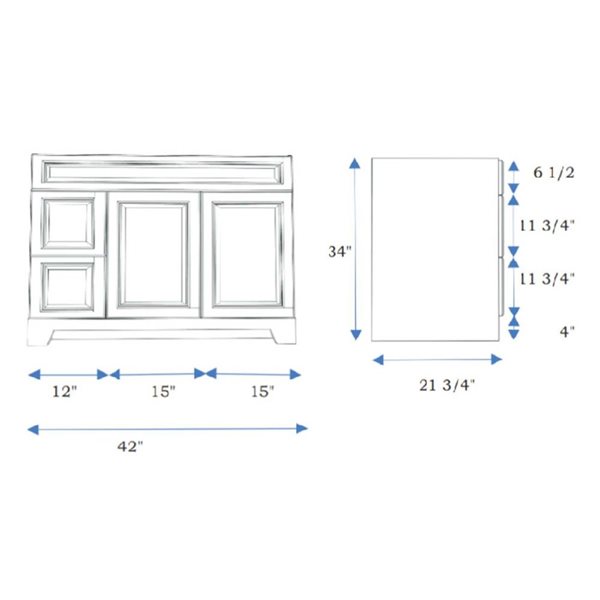 LUKX CB Vanity 42-in Left Grey 1-Sink Bathroom Vanity with Quartz Top in Marble