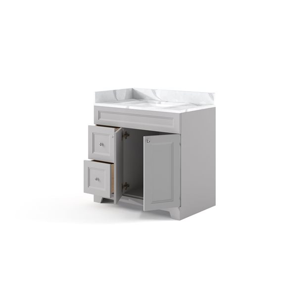 LUKX CB Vanity 42-in Left Grey 1-Sink Bathroom Vanity with Quartz Top in Marble