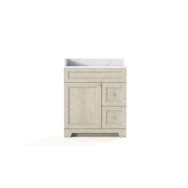 LUKX CB Vanity 30-in Right Beige 1-Sink Bathroom Vanity with Quartz Top