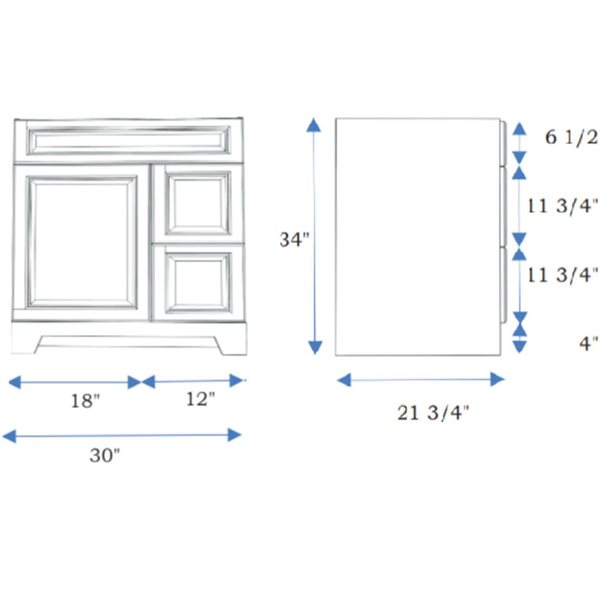 LUKX CB Vanity 30-in Right Beige 1-Sink Bathroom Vanity with Quartz Top