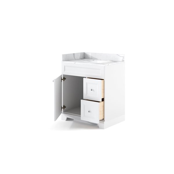 LUKX CB Vanity 30-in Right Beige 1-Sink Bathroom Vanity with Quartz Top